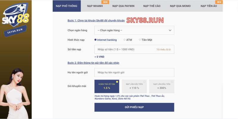 nạp tiền sky88 qua ngân hàng